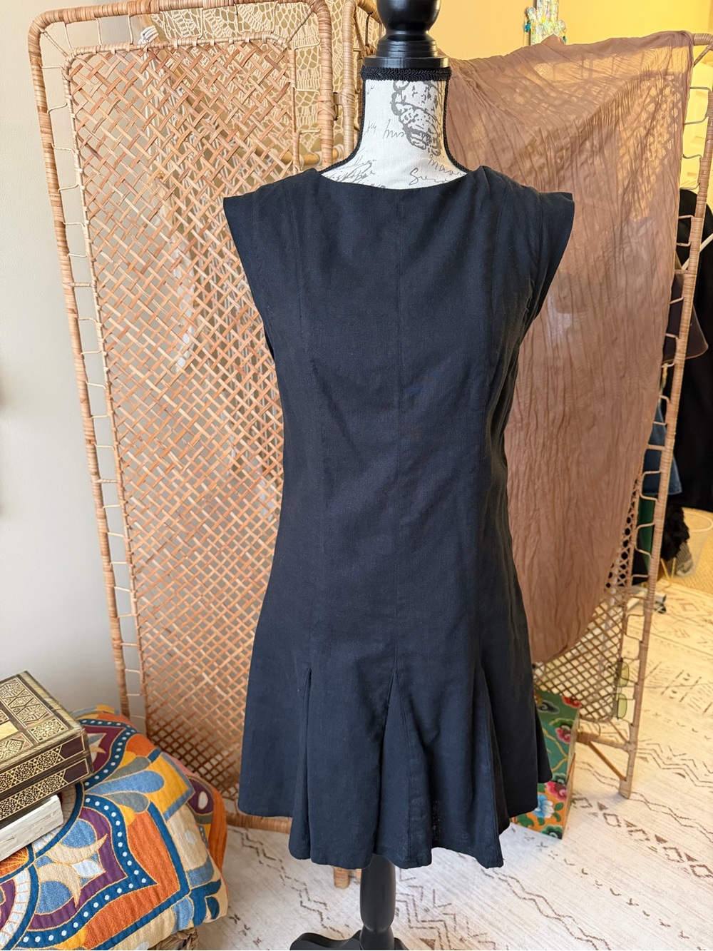 Abercrombie & Fitch Black Linen Gadot Mini Dress